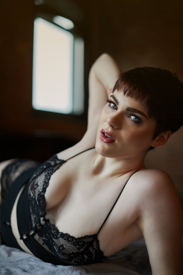 short hair woman in boudoir lingerie